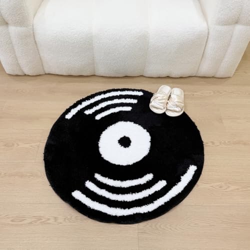 Tapete redondo de vinilo tufted diseño música 80 cm miniatura 2