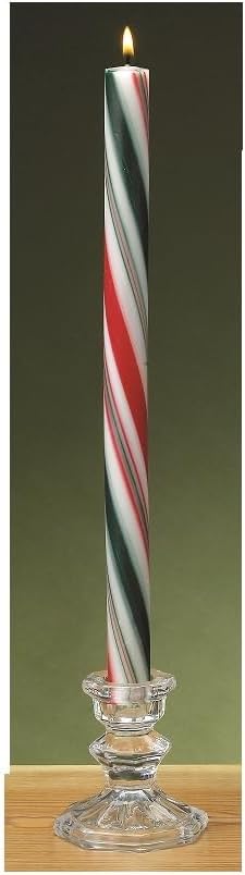 0.875" x 12" Striped Taper Holiday Candle