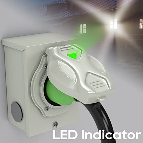 Rvingpro 50 Amp Generator Cord 15Ft And Power Inlet Box, Pre-Drilled 50 Amp Generator Inlet Box With Cord, Nema 14-50P To Ss2-50R Generator Cord Waterproof Combo Kit, Etl Listed #TOP4