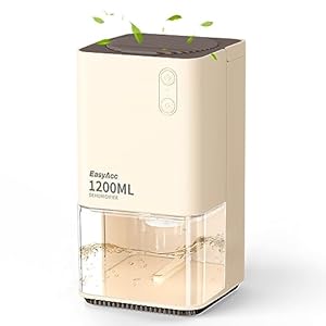 EasyAcc® Deshumidificador 1200ML, Deshumidificador Eléctrico Bajo Consumo Silencioso 7 LED Colores Portátil Apagado Automático Descongelación Automático Baño Dormitorio Oficina RV Champán