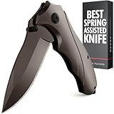 Grand Way Pocket Knife for Men - Best Folding Knives with Glass Breaker and Pocket Clip - Tactical Camping Hunting Fishing EDC Survival Knife - Gifts for Men -Gray 6495