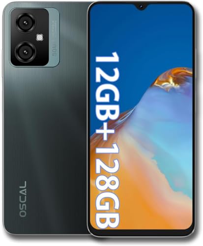 OSCAL C70 Teléfono Móvil Libres, 12GB + 128GB(TF 1TB) 6.56'' Pantalla HD+ 90Hz Smartphone Android 13, 5180mAh Cámara de 50MP Moviles con 4G Dual SIM, Octa-Core/Huella Digital/Face ID/GPS