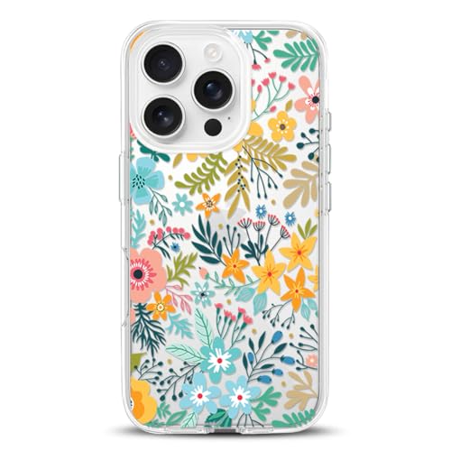 Coque iPhone 16 Pro transparente antichoc rigide souple motif floral fin