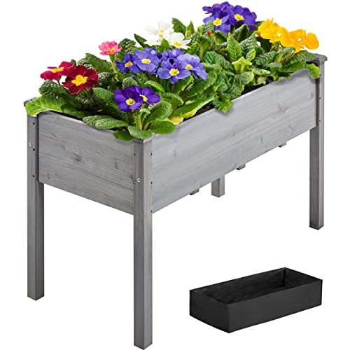Yaheetech 1pc Raised Garden Bed Outdoor with Legs Horticulture Elevated Wood Planter Boxes wStable Rectangle Structure Standing Planter for Vegetables Flowers Herbs PlantingGray