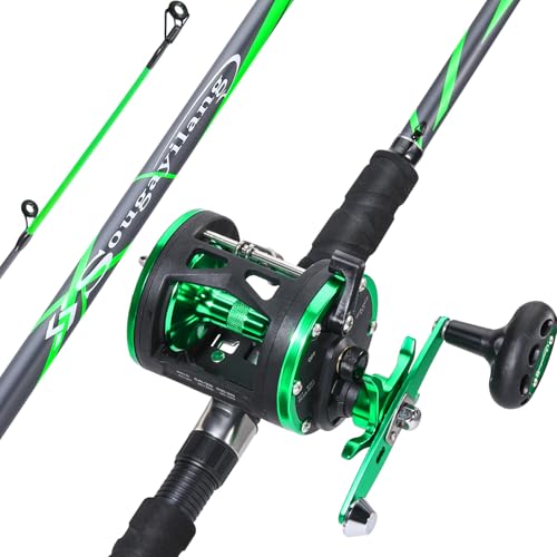 Sougayilang Progressive Glass Fishing Pole Conventional Reel Combo Medium Heavy for Catfish Salmon...