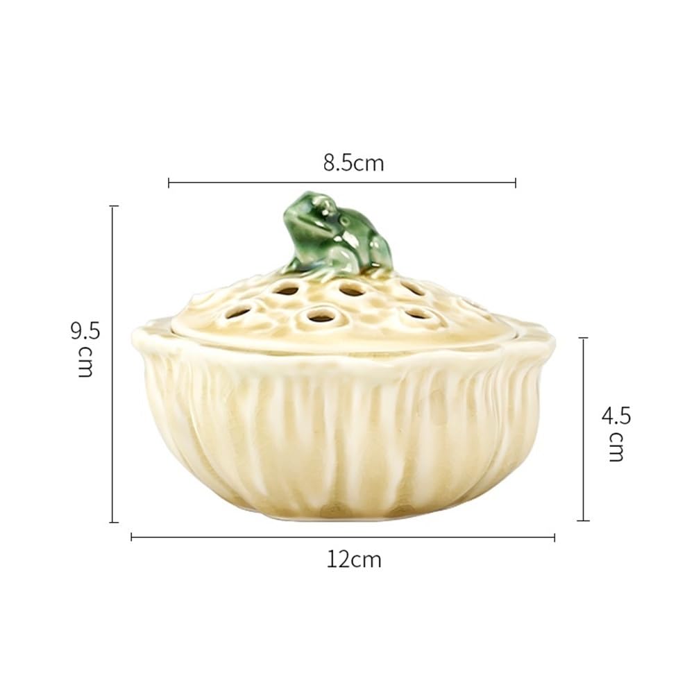 Elegante Bruciatore di incenso creativo in ceramica con coperchio, ornamento da tavolo for soggiorno, porta for meditazione, yoga e spa Bruciatore di incenso