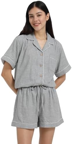 Women's Pajama Set Soft Comfy Lightweight 100% Double Gauze Cotto...