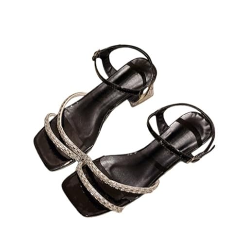 Strappy Heels For Women Low Block Chunky Heels Open Square Toe Slingback Sandals For Women's Wedding Bridal Prom