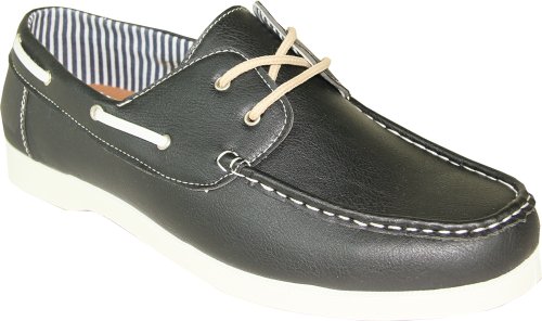 CORONADO Men Boat Shoe COSTA-1 Classic Comfortable Boat Shoe with a Moc-Stitched Toe Black 9M