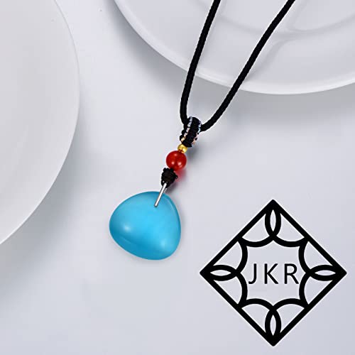 Jkr Blue Jade Necklace Triangle Blue Healing Stone Necklace Large Good Luck Jade Pendant Necklace Birthday Anniversary Jewelry Gifts For Women Girls Mom Wife Daughter Grandma #TOP2
