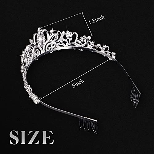 BBTO 10 Pcs Crystal Tiaras and Crowns for Women, Rhinestone Princess Crowns with Combs Birthday Queen Tiaras for Graduation Prom, Wedding, Bachelorette Party, Pageant Hair Accessories(Silver) by BBTO - Image 3