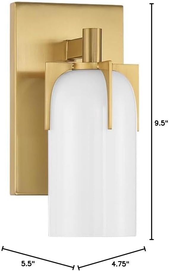 Warm Brass and Opal Glass 1-Light Vanity Sconce