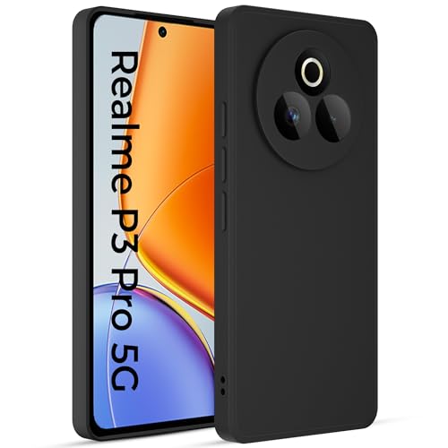 Image of A rtistque Back Cover Case for Realme P3 Pro 5G with Camera Protection | Shockproof TPU | Stylish Protective Design | Slim Fit | Ultra Matte | Realme P3 Pro Back Cover - Black