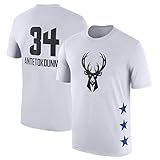 Camiseta de alta calidad 2019 All Star Milwaukee Bucks Baloncesto Deporte Camisetas para Hombre - Antetokounmpo Tops Camiseta de Entrenamiento Ropa Deportiva de Manga Corta