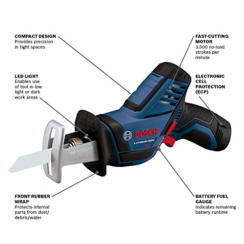 BOSCH 12-Volt Max Pocket Reciprocating Saw Kit PS60-102, Blue