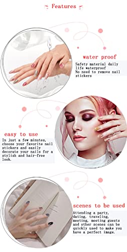 Acocpol 6+2 Set All-Inclusive Nail Stickers, 3D Bronzing Imitation Diamond Nail Stickers, Waterproof And Durable, Full-Stick Glitter Nail Polish Film (Set B) #TOP3