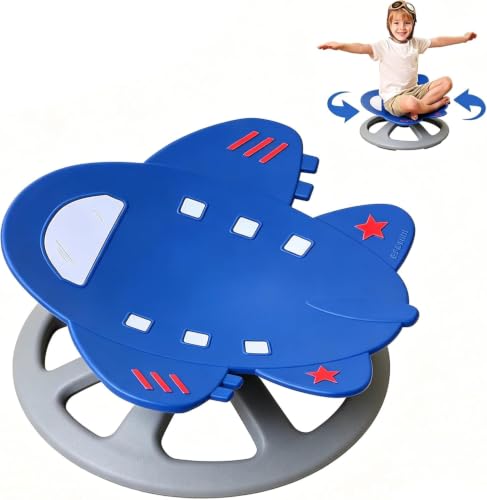 Image of BABAMU Spinning Chair for Autistic Kids, Sensory Swivel Chair, 220LBS Weight Capacity, Autism Sensory Products, Autism Toys, Sensory Toy (Blue, AIEPLANE)
