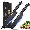 Bravedge Kitchen Knives, 8'' Chef Knife and 7'' Santoku Knife, 2-Piece Professional Chef Knife Set with High Carbon Stainless Steel Blade and Ergonomic Handle, Knives Set for Kitchen with Gift Box