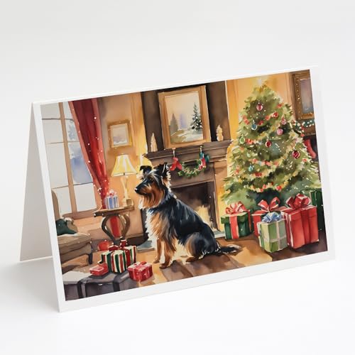 Caroline's Treasures DAC2601GCA7P Australian Terrier Cozy Christmas Greeting Cards Pack of 8 Blank Cards with Envelopes Whimsical A7 Size 5x7 Blank Note Cards