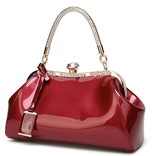 Bolso de mano femenino de cuero charol brillante miniatura 3