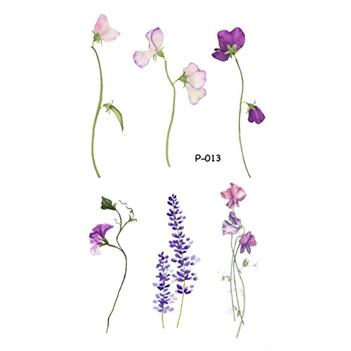 WYUEN 5 Sheets Flower Temporary Tattoo Women Body Tattoo Sticker Girls Fashion Body Art Children Kids Hand Stickers 9.8X6cm (FP-013)