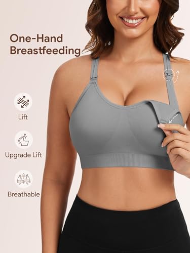 Image of Angelhood Nursing Bras for Breastfeeding, Criss-Cross Back Nursing Sports Bra, Low Impac Support Yoga Maternity Bras