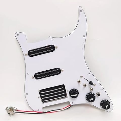 11 Hole Guitar Prewired loaded Pickguard,with SSH single-coil/Humbucker Coil Splitting High Output Pickup for Fender Strat Electric Guitar Replacement Parts Cover