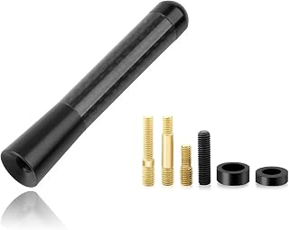 Sylvil 3.15" Short Car Antenna - Durable Aluminum Carbon Fiber Replacement Mast with Screws for AM/FM Reception, Universal Fit Cars SUVs (Black)