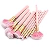 ARALOR Makeup Brushes Set 10 pcs Pink Wood Handle Soft Nylon Bristles Kabuki Makeup Brush Cosmetic Brushes Eyeshadow Eyeliner Blush Brushes