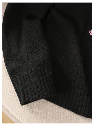 Image of BEAUDRM Girl's Bow Sweater Crew Neck Cute Sweaters Long Sleeve Knit Pullovers Sweater