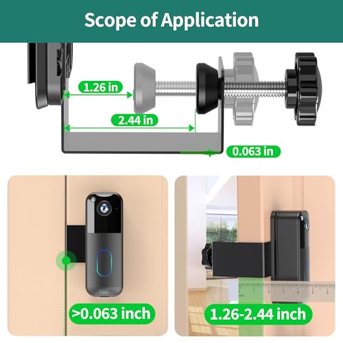 HomeMount Door Mount for Blink Video Doorbell 1 & 2, No-Drill No-Glue Holder with Anti-Theft Security Plate, Easy Install Fit Inward Opening Doors 32-62mm Thick, No Wall Damage - Image 5