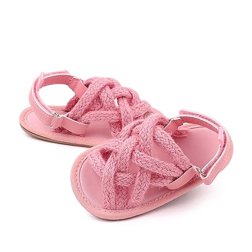 Girls Slides Toddler Kids Baby Girls Cute Rope Soft Bottom First Walk Shoes Shoes Girls Sandals4