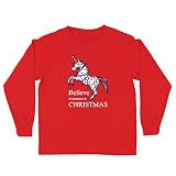 lepni.me T-Shirt Enfant Croyez en la Magie de Noël, Licorne de Noël (5-6 Ans Rouge Multicolore)