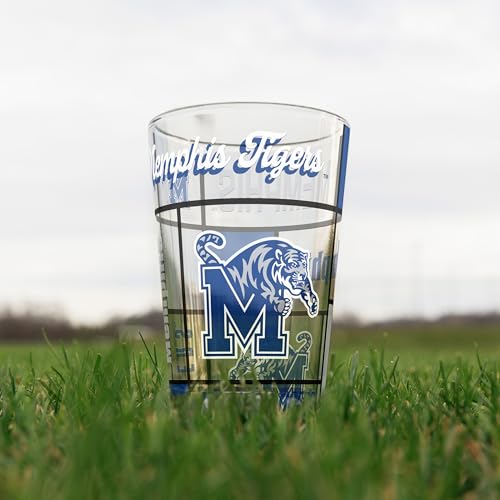 Image of Logo Brands NCAA oz Stained Glass Pint Glass - 3D Embossed Logo & Bold Team Colors - Durable Sports Fan Beer Glass for Home, Bar & Tailgates