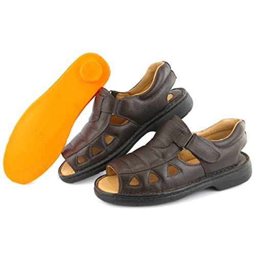 Sandalia Masculina Anti Stress de Couro Palmilha Conforto Aberta Marrom Tamanho:42;Cor:Marrom;Gênero