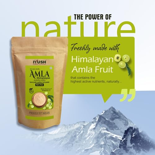 Image of IYUSH Herbal Ayurveda Wild Himalayan Amla Powder - 900gm | Amla Powder for Eating | Amla Powder for Hair Growth Organic | Organic Amla Powder | Hair Volume Powder | Indian Gooseberry Powder |