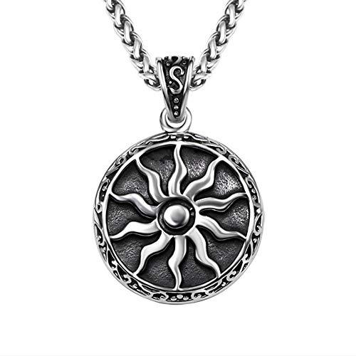 Awinrel Jewelry Men Women 316L Stainless Steel Sun Pendant Necklace Punk Retro Vintage Style Amulet 22" Chain #TOP18