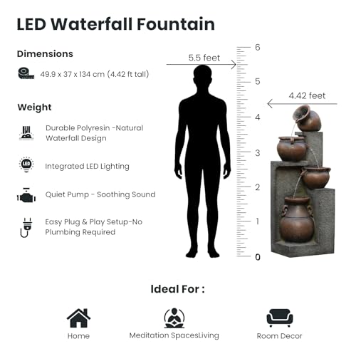 Image of Resin Outdoor Water Fountain 4-Tier Jar Waterfall Grey
