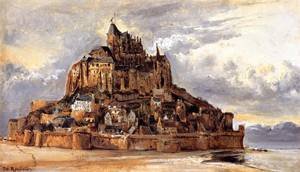 Peinture à l'huile Mont-Saint-Michel 1832, l'esprit de Théodore Rousseau sur toile
