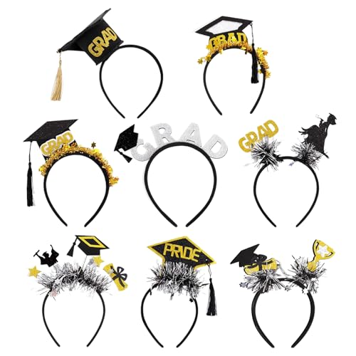 Wisylizv Bandeau En Forme De Chapeau De Diplôme | Bandeau en Feutre | 8 Pièces Accessoires Coiffure Fête Cérémonie Déguisement Accessoires Photo Scène
