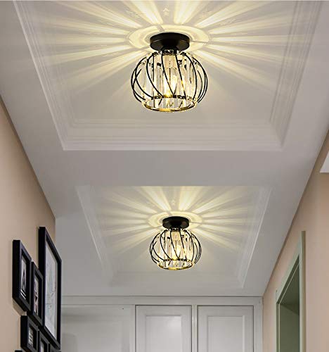 Ztuoyong Crystal Ceiling Light Fixture Chandelier Crystals Light, Led Flush Mount Ceiling Light For Kitchen Hallway Dining Rooms Living Rooms Bar (Black) #TOP2
