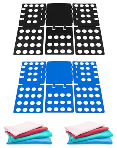 QWORK PP Composite Folding Board, 2 Pack Folding Clothes Board - Black + Blue, One-Hand Operation Laundry Folding Tool, Non-Slip Silicone Buckles, T Shirt Folder, Laundry Folders for All Garments by QWORK - Image 14