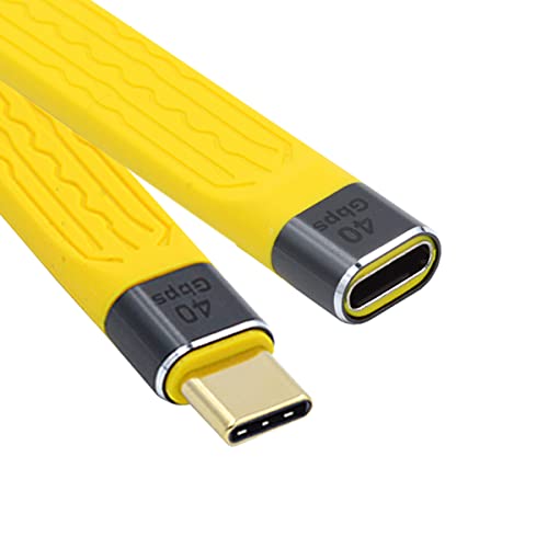 CY USB4 Male to Female Extension Cable 13cm USB4.0 Slim Flat Male toF 40Gbps with 100W Charging and 8K@60Hz Compatible with iPhone 15 Laptop Phone - Image 2