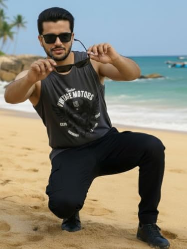 Image of Rigo Stylish Cotton Printed Vest for Men | Round Neck,Regular Fit, Sleeveless T-Shirt Vest for Men | Casual Innerwear Sando for Men & Boys - Perfect for Workouts Gym, Vacations, and Beaches