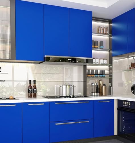 Image of WALLMATE Royal Blue Peel and Stick Wallpaper Self-Adhesive Removable Wallpaper Thicken Waterproof Wallpaper for Kitchen Countertop Cabinet (1 Feet by 7 Feet, Matte Royal Blue)
