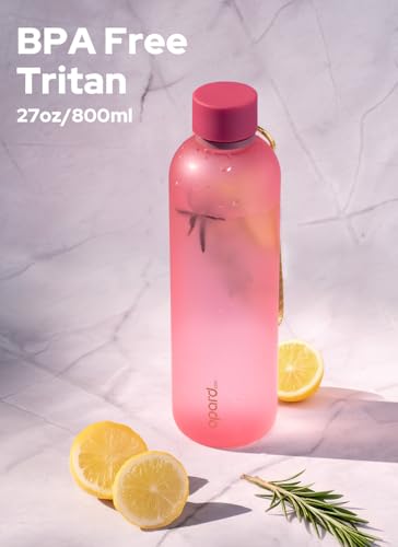 Image of Opard Slim Water Bottle 27oz, Dishwasher Safe Plastic Water Bottle BPA-Free, Leakproof Screw Top, Flamingo Pink, Reusable for Travel School Sport Gym Hiking
