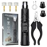 ETENTOUS Dog Nail Grinders, Professional Dog Claw Grinder Silent, Safe Dog Nail Trimmer with LED Light, Electric Pet Nail Grinder for Small Medium Large Breed Dog and Cat Nail File (Black)