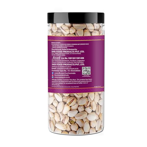 Image of YUM YUM Pistachios Roasted & Salted, Pista, 500g Jar, Rich In Protein, Phosphorus, & Dietary Fibre, Premium Nuts & Dry Fruits, Crunchy & Delicious Healthy Snack