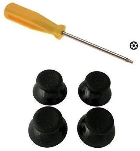 Black Thumbsticks For Microsoft Xbox 360 Plus Torx T8 Security Screwdriver - 4 Pack