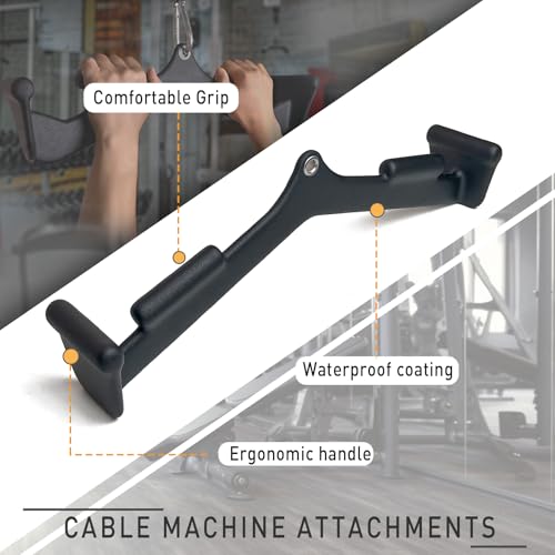 Image of BLUSLM Lat Pull Down Bar T bar Row Attachment, V Bar Tricep Lat Pulldown Attachments, Back Strength Training Bar for Home Gym Exercise Cable Machine Attachments